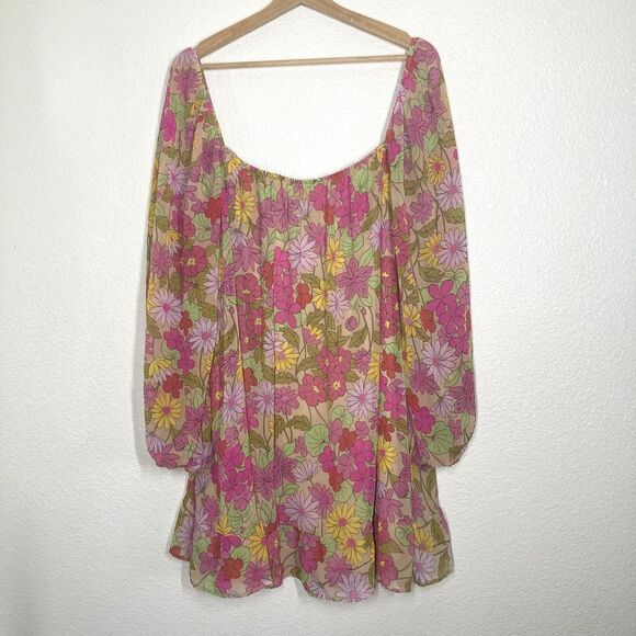 Show Me Your Mumu Briar Dress Womens XL Pink Floral Boho Peasant Long Sleeve - Picture 15 of 16